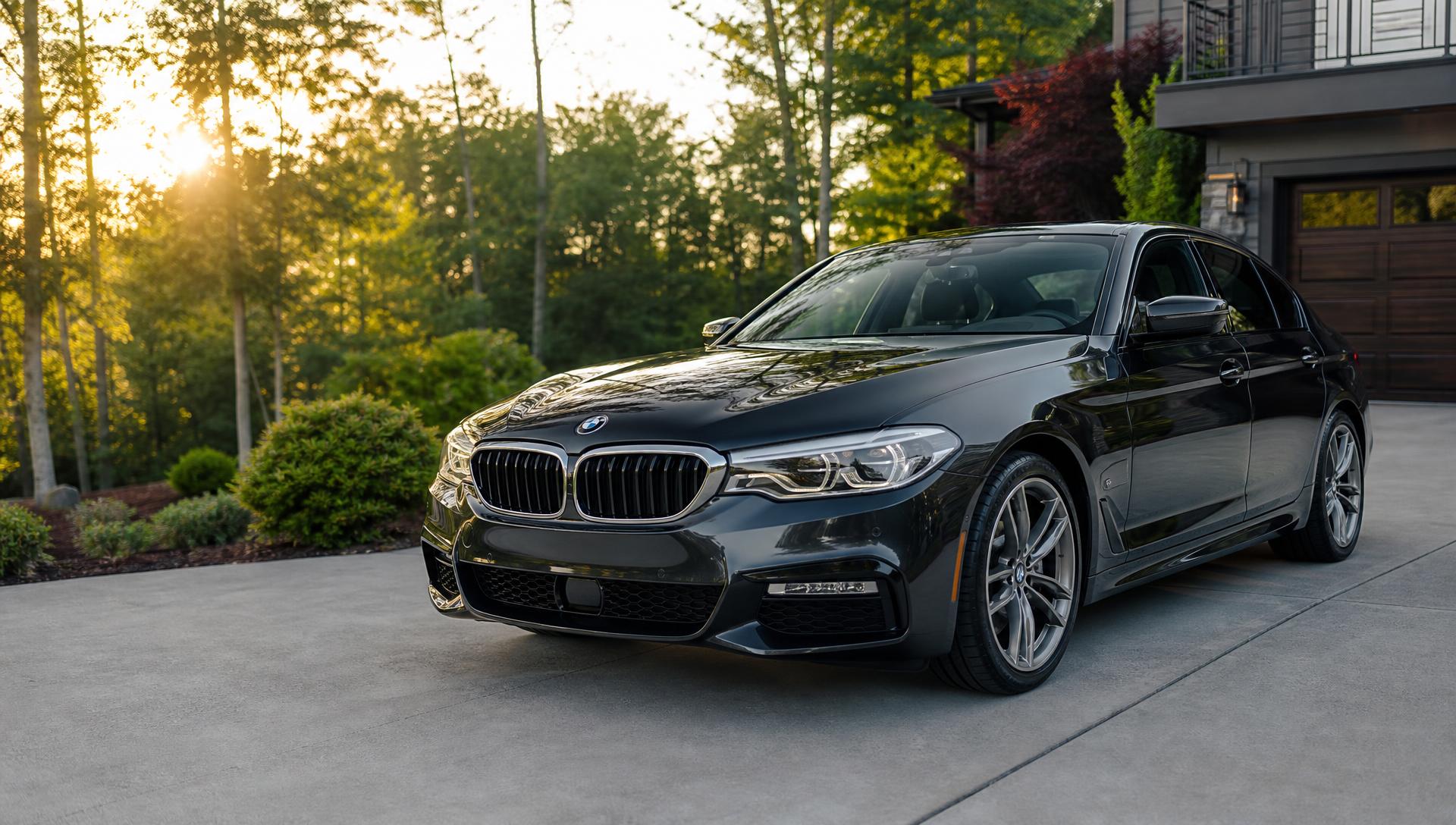 Freshly detailed luxury car at sunset